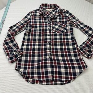 Pink Rose Kids Plaid Shirt - Navy, Red, and White